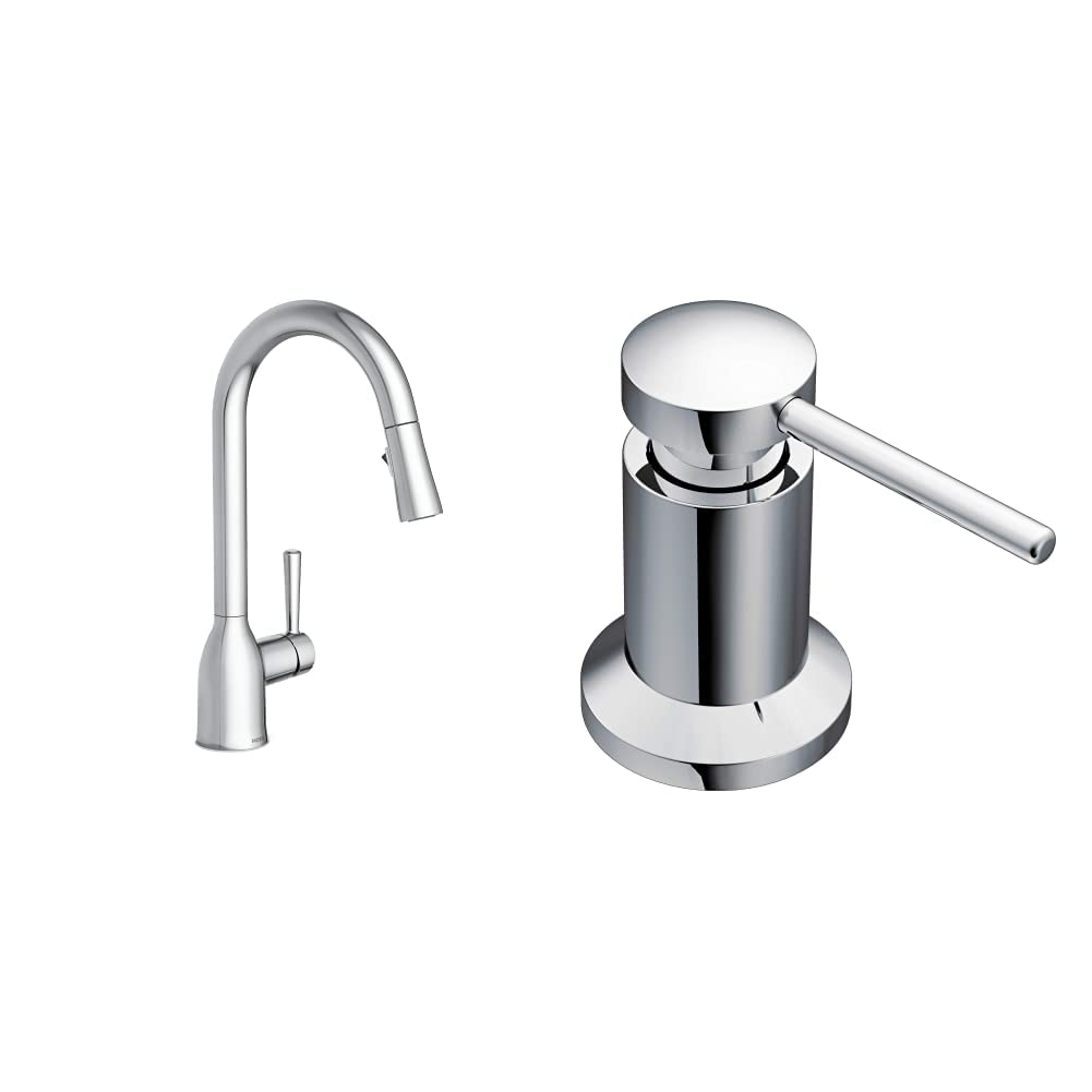 Moen Adler Spot Resist Stainless One-Handle High Arc Kitchen Sink Faucet with Power Clean, Kitchen Faucet with Pull Down Sprayer, 87233SRS