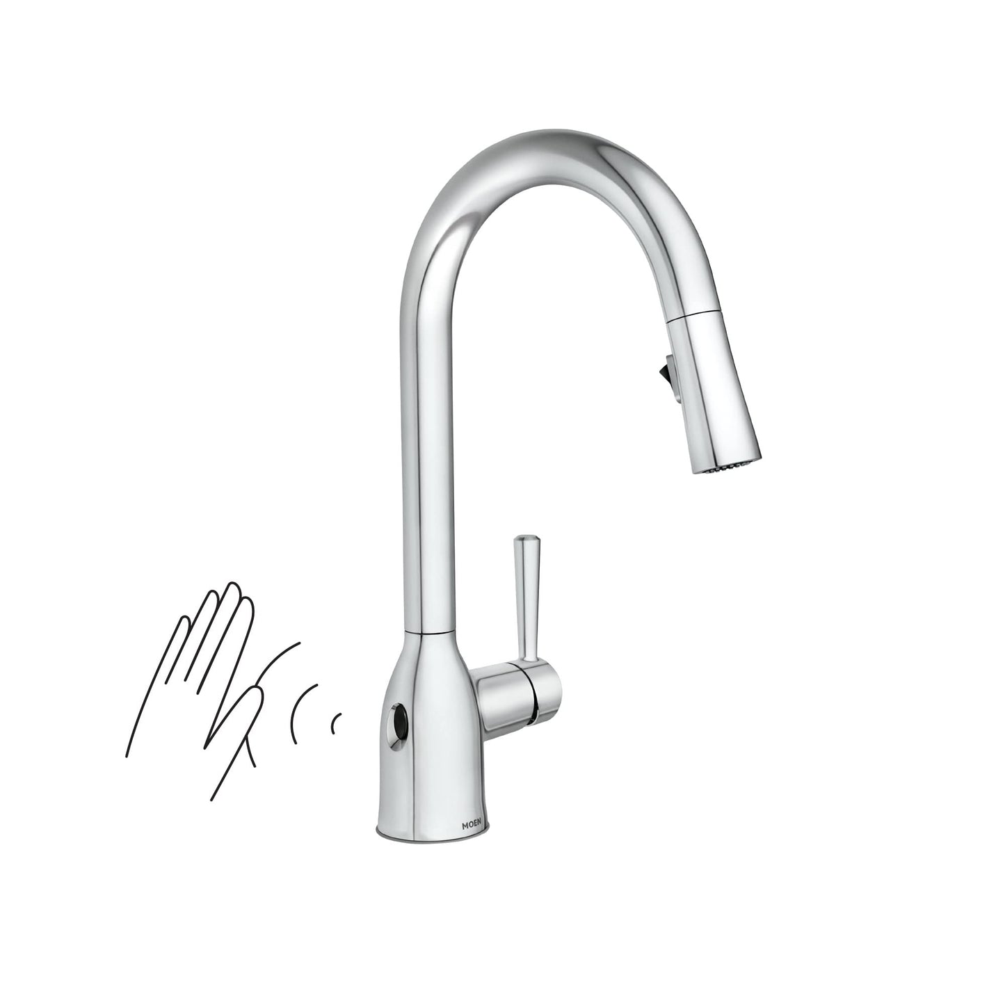 Moen Adler Spot Resist Stainless One-Handle High Arc Kitchen Sink Faucet with Power Clean, Kitchen Faucet with Pull Down Sprayer, 87233SRS