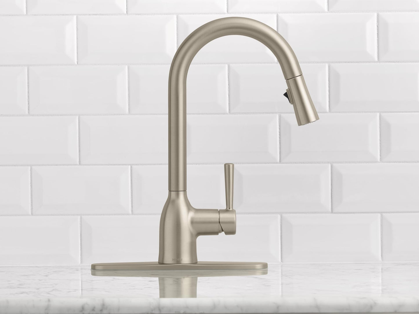 Moen Adler Spot Resist Stainless One-Handle High Arc Kitchen Sink Faucet with Power Clean, Kitchen Faucet with Pull Down Sprayer, 87233SRS