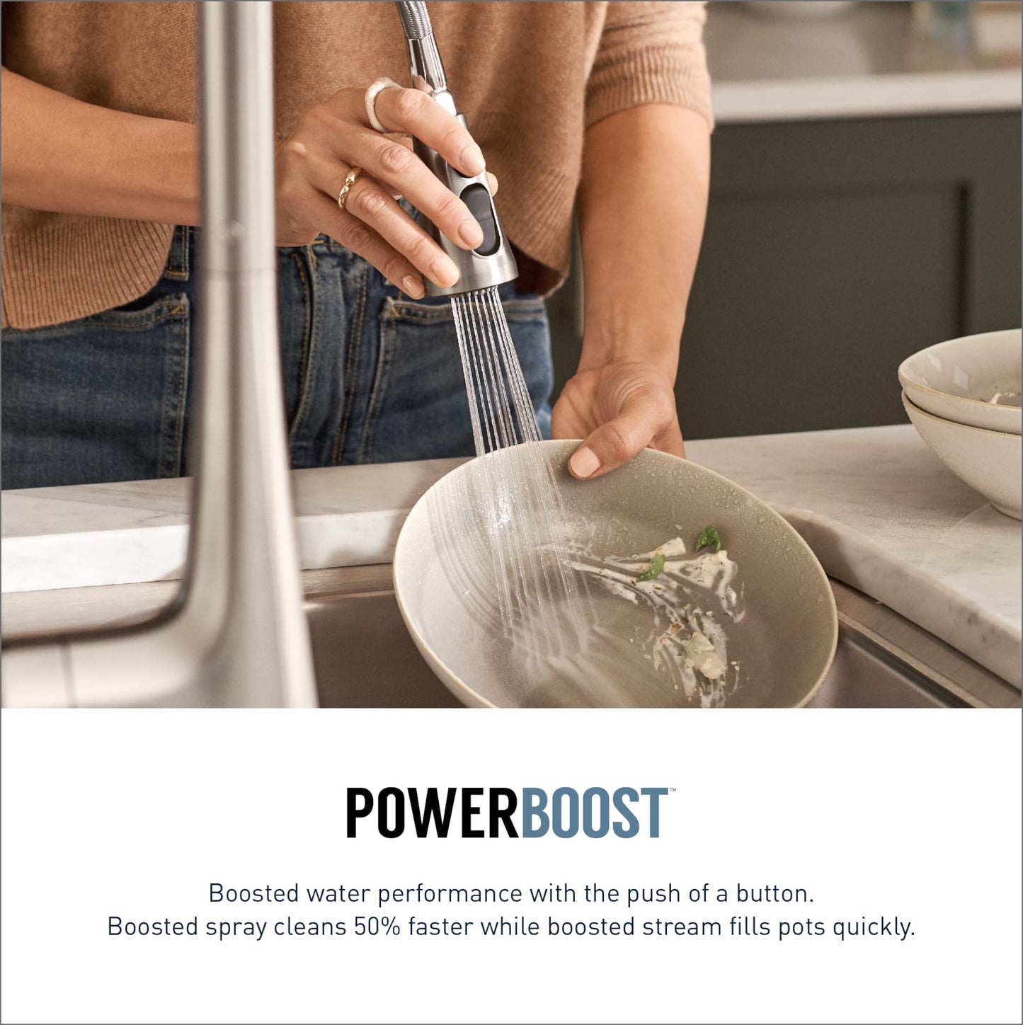 Moen Adler Spot Resist Stainless One-Handle High Arc Kitchen Sink Faucet with Power Clean, Kitchen Faucet with Pull Down Sprayer, 87233SRS