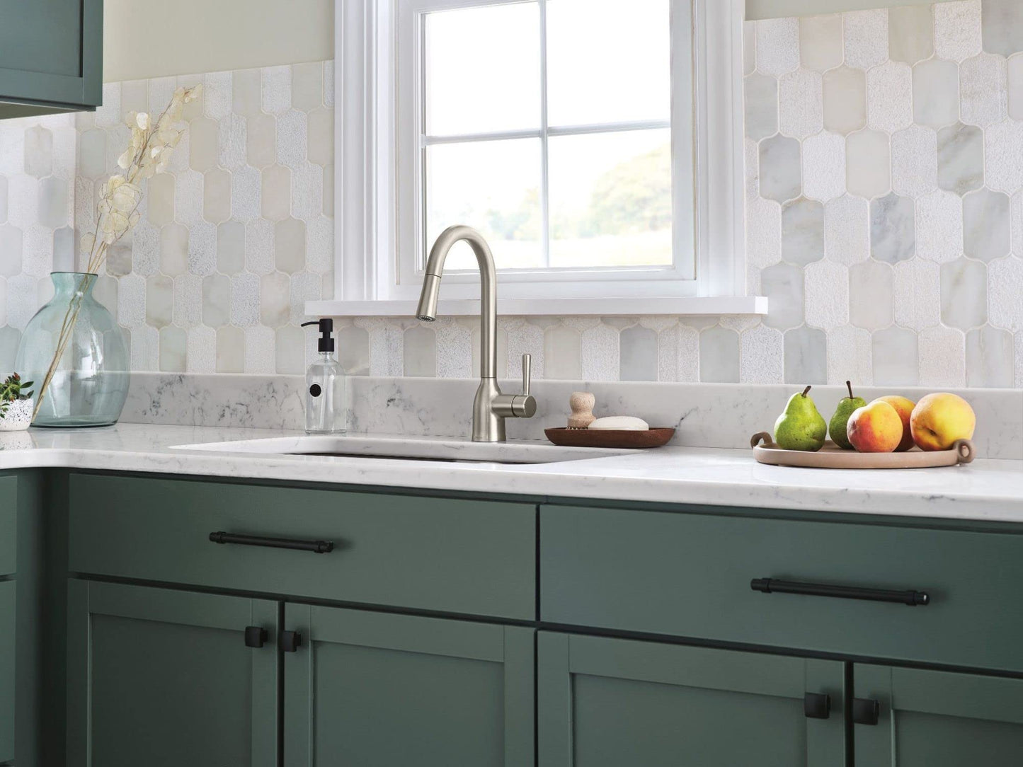 Moen Adler Spot Resist Stainless One-Handle High Arc Kitchen Sink Faucet with Power Clean, Kitchen Faucet with Pull Down Sprayer, 87233SRS