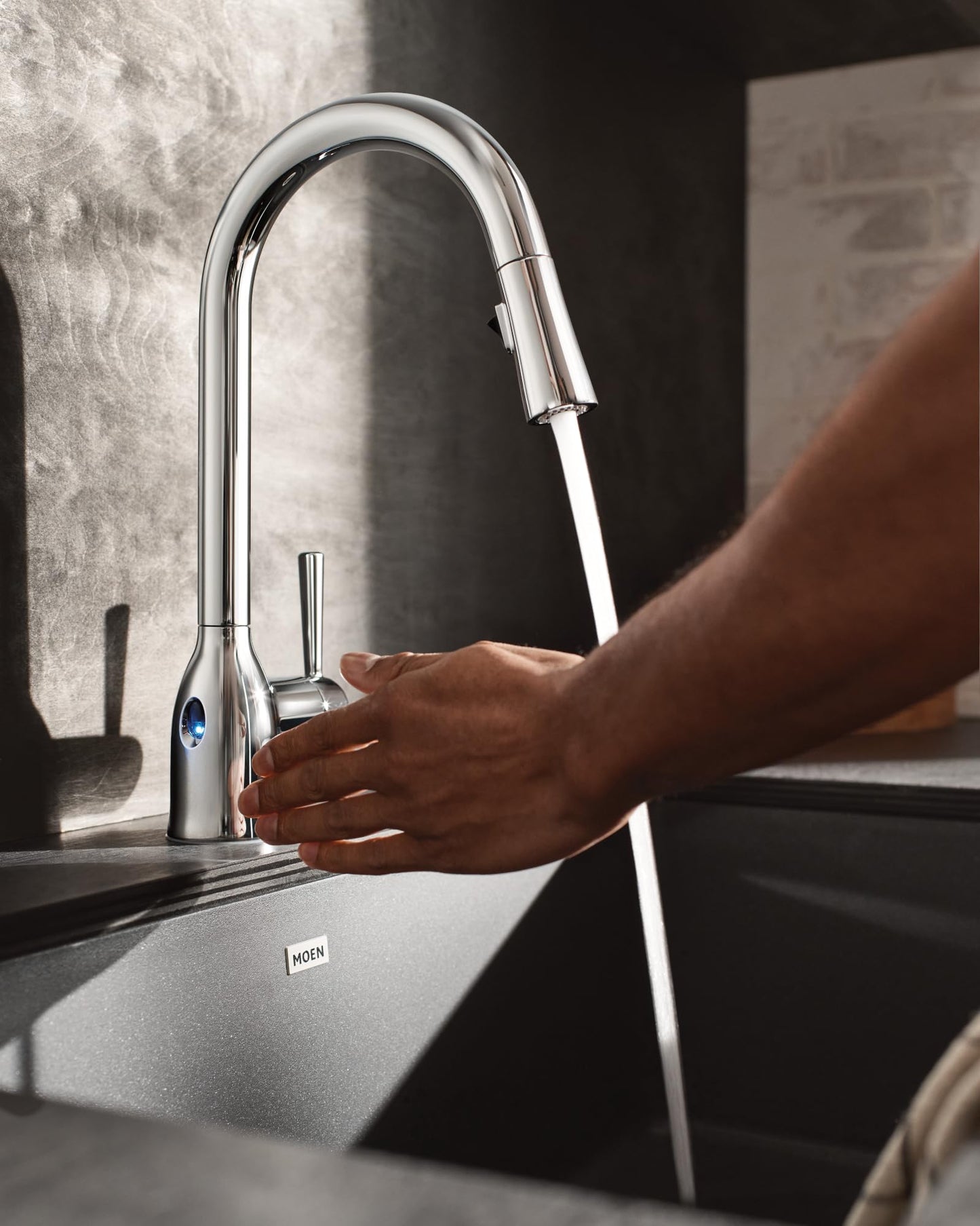 Moen Adler Spot Resist Stainless One-Handle High Arc Kitchen Sink Faucet with Power Clean, Kitchen Faucet with Pull Down Sprayer, 87233SRS