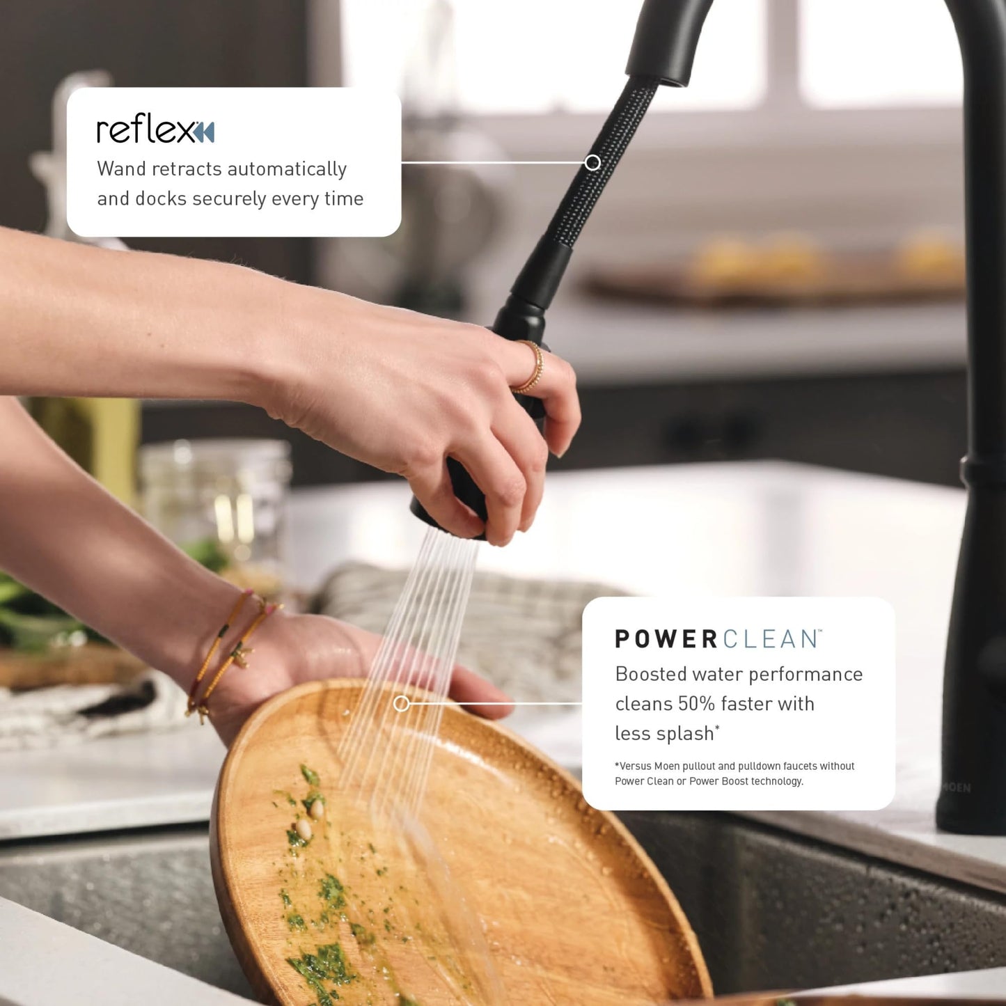 Moen Adler Spot Resist Stainless One-Handle High Arc Kitchen Sink Faucet with Power Clean, Kitchen Faucet with Pull Down Sprayer, 87233SRS