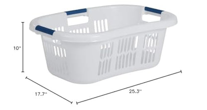 Rubbermaid Laundry Basket, XL Hip-Hugger Basket, 2.1-Bushel, White, Laundry, Storage/Bathroom/Bedroom/Home Closet