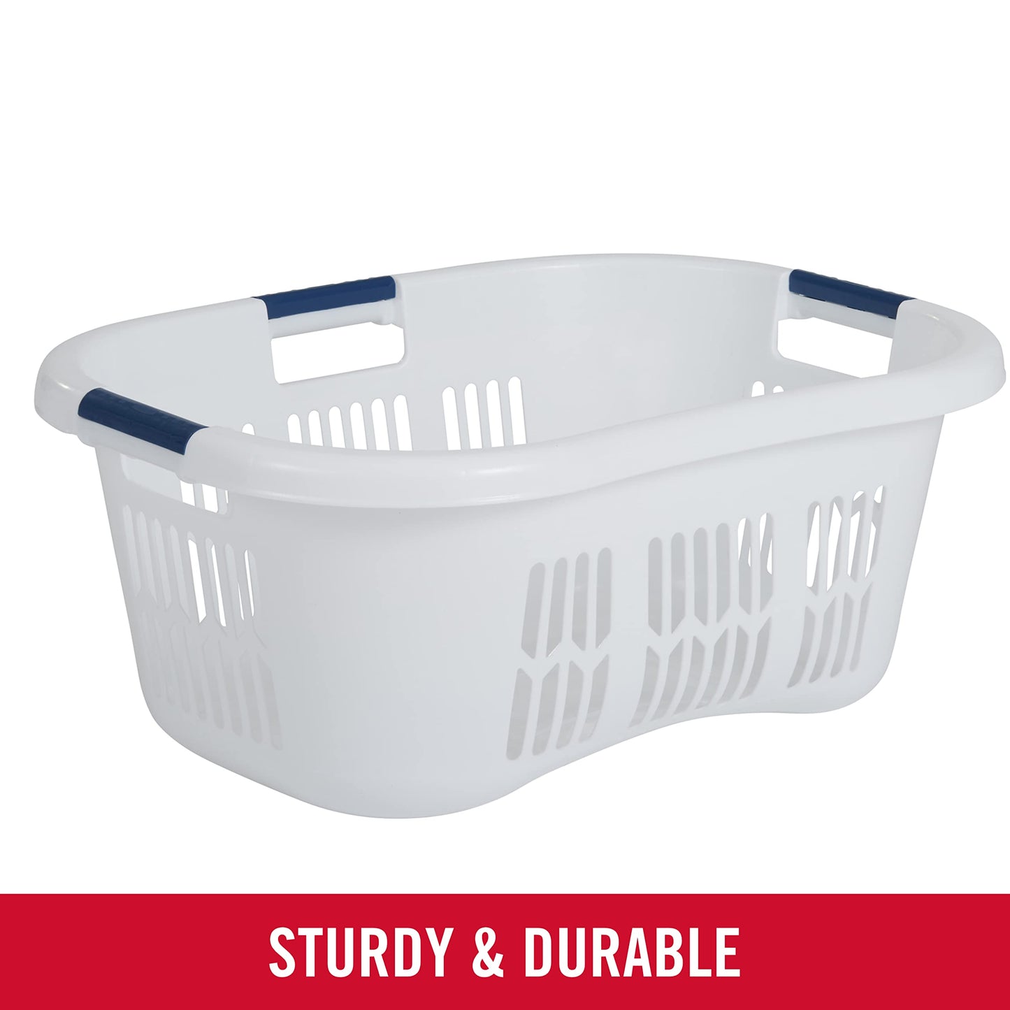 Rubbermaid Laundry Basket, XL Hip-Hugger Basket, 2.1-Bushel, White, Laundry, Storage/Bathroom/Bedroom/Home Closet