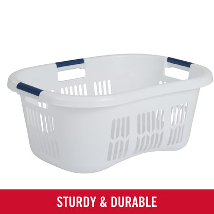 Rubbermaid Laundry Basket, XL Hip-Hugger Basket, 2.1-Bushel, White, Laundry, Storage/Bathroom/Bedroom/Home Closet