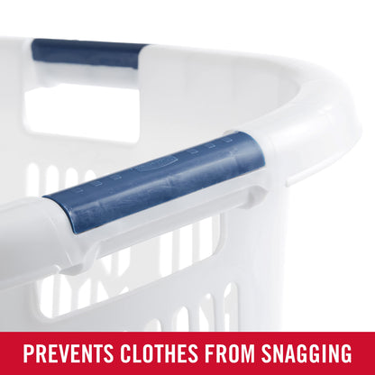 Rubbermaid Laundry Basket, XL Hip-Hugger Basket, 2.1-Bushel, White, Laundry, Storage/Bathroom/Bedroom/Home Closet