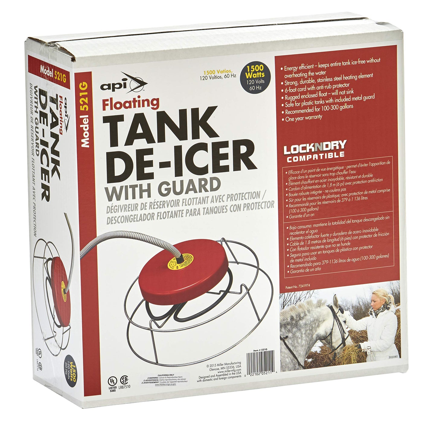 API® Floating Water Tank De-Icer | Stock Tank Floating De-Icer with Guard | 1500 Watt