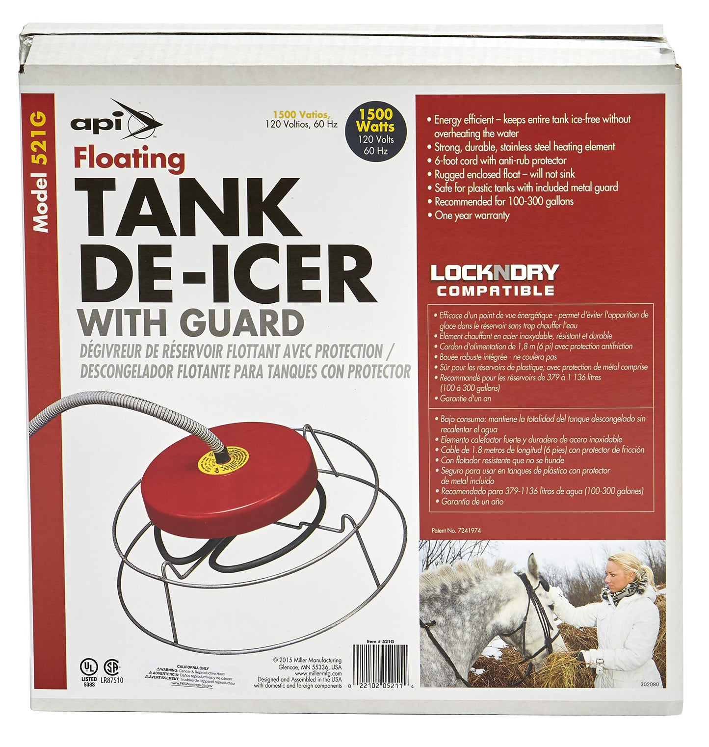 API® Floating Water Tank De-Icer | Stock Tank Floating De-Icer with Guard | 1500 Watt